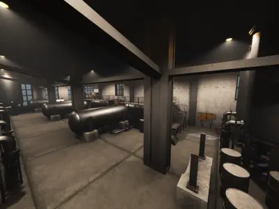 Modular Pumping Station for Unity Low-poly 3D model