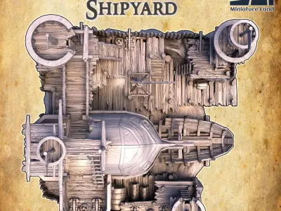 Pirate Shipyard Tabletop Terrain 28 mm 3D print model