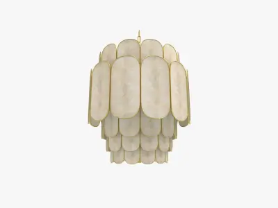 Tier Capiz and Metal Chandelier 3D model