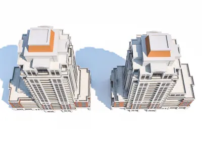 Residential Tower Complex 04 Low-poly 3D model