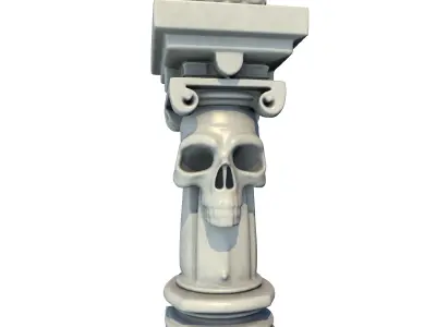Temple Stone Skull Pillar 1 3D print model