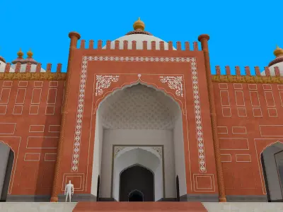 Badshahi Mosque Lahore  Low-poly 3D model