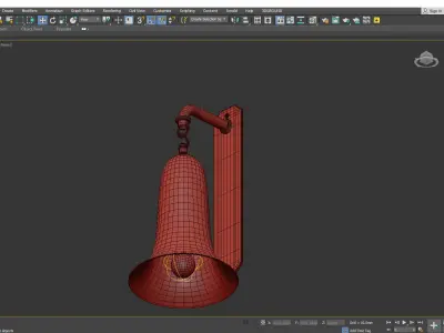 Pair of 1920s Glass Bell Wall Sconces Low-poly 3D model