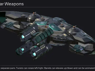 Ankla Alien Battleship Low-poly 3D model