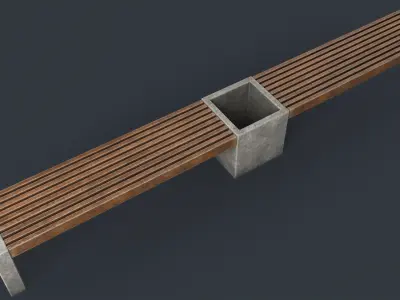 Modern Outdoor Bench 36 PBR Game Ready Low-poly 3D model