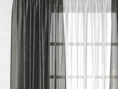 Curtain with stripes 3D model