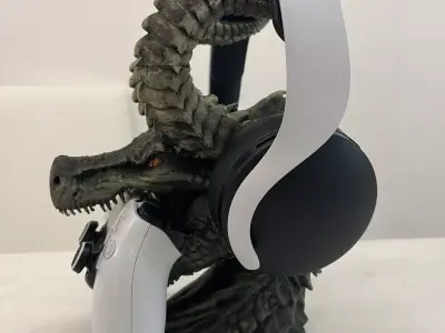 Dragon head  PS5 or PS4 controller and headphone stand 3D print model