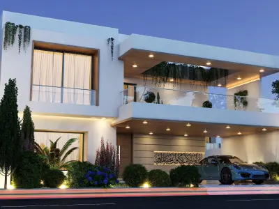 Modern House Elevation Visualization 3D model