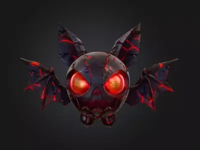 Glitchy Bat Creature in Digital Chaos Low-poly 3D model