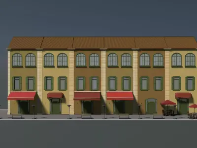 Retro row house 3D model