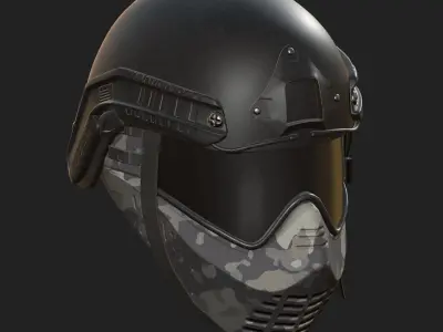 Helmet mask millitary combat soldier armor  Low-poly 3D model