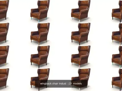 wingback chair indust  3D Model Pack