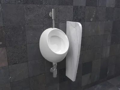 Collection Urinal 3 on tiled wall 3D Model Pack