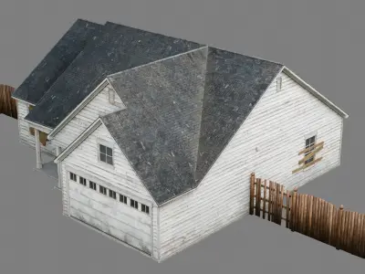 Abandoned Residential House v2 Low-poly 3D model