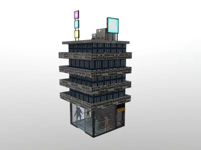 Cyberpunk City - Building 17 Low-poly 3D model