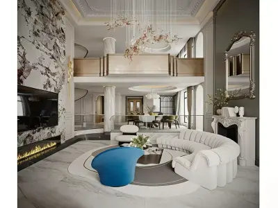 Light luxury style living room 3D model