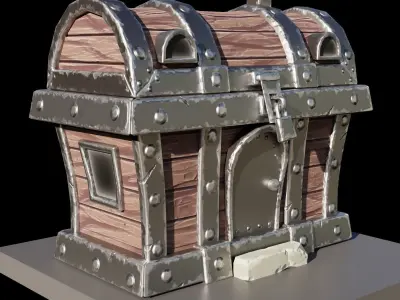 Stylized chest house  Low-poly 3D model