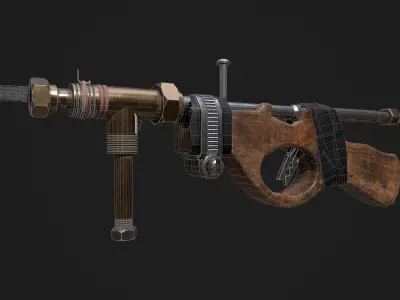 Stylized Garbage Gun for game Low-poly 3D model