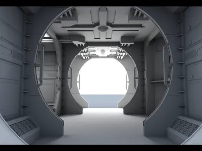 Sci-fi Corridor- 01- Interior - Exterior- High detail 3d models Low-poly 3D model