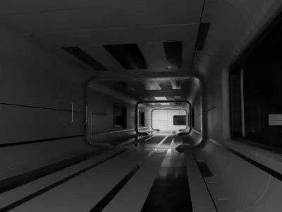 Sci-Fi corridor Low-poly 3D model order