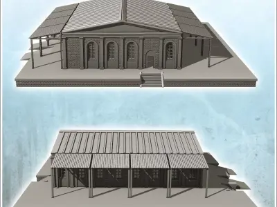 Platform shed with access ramps and awnings 16 - Modern WW2 WW1  3D print model