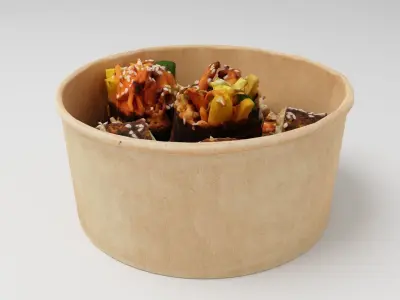 Gimbap or kimbap korean sushi rolls with chicken meat rice  3D model