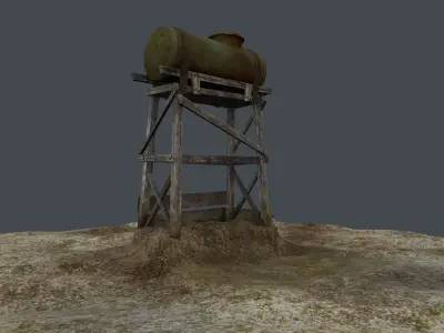 Old Water Tank Tower Low-poly 3D model