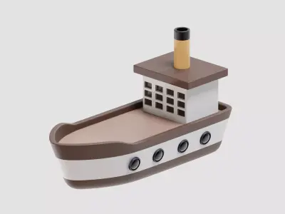  Cartoon Ship 3d model Low-poly 3D model