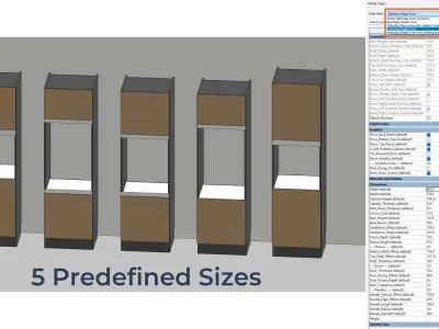 PARAMETRIC REVIT FAMILY Appliance Tower Cabinet 2 Doors Handles 3D model