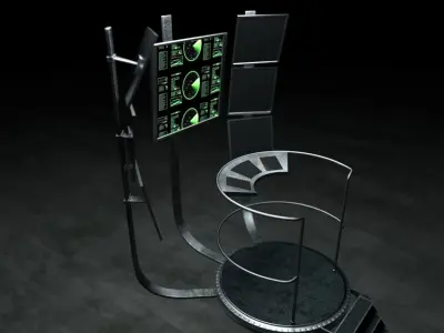 Sci-Fi Spaceship Control Center Low-poly 3D model