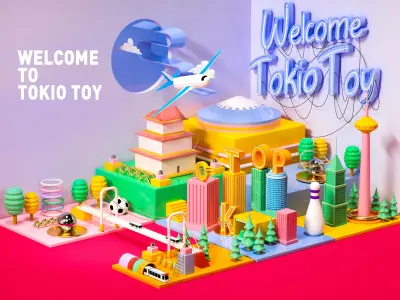 Christmas scene Cartoon city micro city scene 3D model