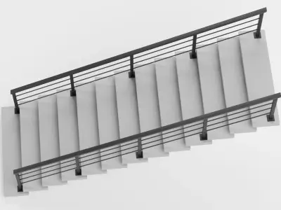 Straight Staircase V2 - Modern Interior Stairs Low-poly 3D model