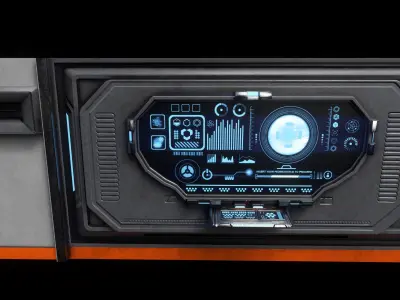 Sci-Fi Computer Wall Segment Low-poly 3D model