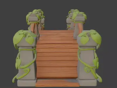 park bridge wooden bridge village bridge 3D model