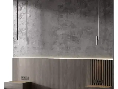 Headboard bed with wooden and two drawers 3D model