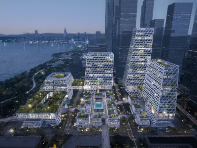 Waterfront Eco Business District with Green Office Towers 3D model