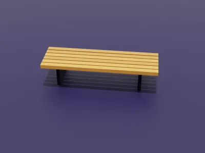 Low Poly Simple Bench Game Ready Street Furniture Low-poly 3D model