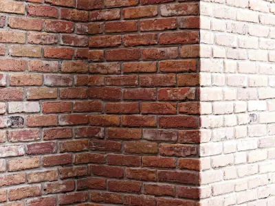 Old red brick wall 3D model