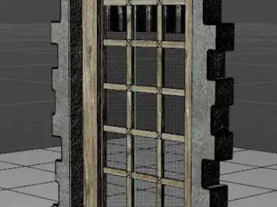 Rustic window with hinges Free 3D model