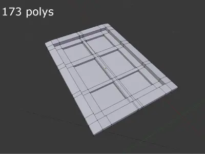 low poly window 2 frame with four glass panes Low-poly 3D model