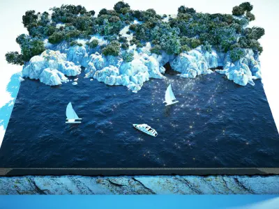 A realistic mini island terrain 3D model