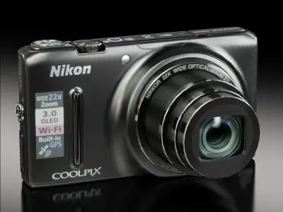 Nikon Coolpix S9500 compact digital camera Low-poly 3D model