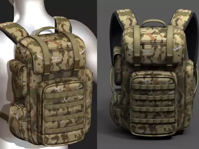 Backpack military combat soldier armor scifi  Low-poly 3D model