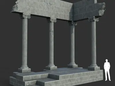 Low poly Ancient Roman Ruin Construction Pack - White Granite Low-poly 3D model