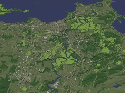 Burlington Vermont USA in 20 km x 20 km - city and urban 3D model