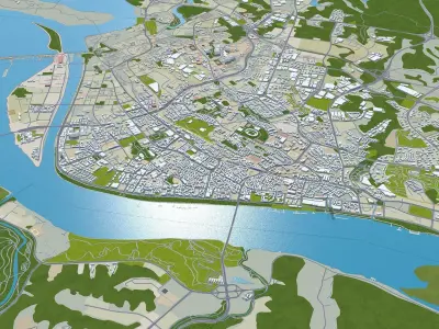 Yichang Hubei China 40km Low-poly 3D model