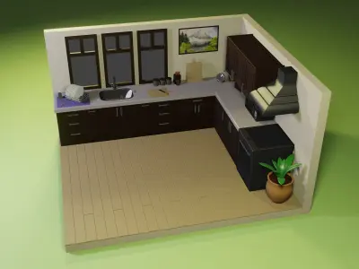 stylized kitchen Free 3D model