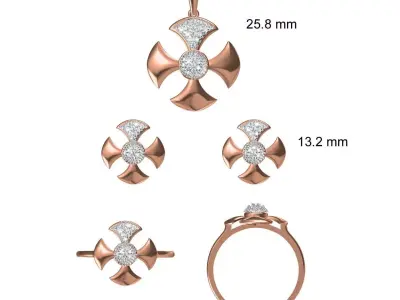 Light wt Ring Earrings Pendant set stl jcd 1-render details 3D print model