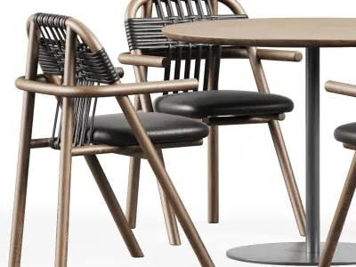  Fix Table by Ton and Dining Armchair 02 C by Very Wood 3D model