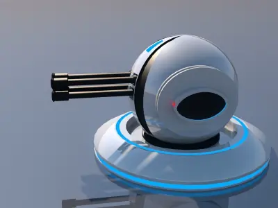 Sci Fi Robotic Machine Gun Low-poly 3D model